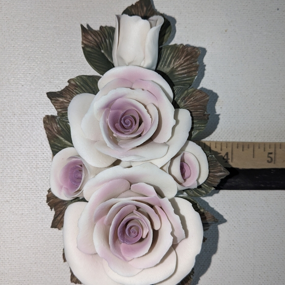 Handcrafted Porcelain Bisque Figurine Lavender Roses & Stems Home Decor 7" X-1 - Picture 4 of 12